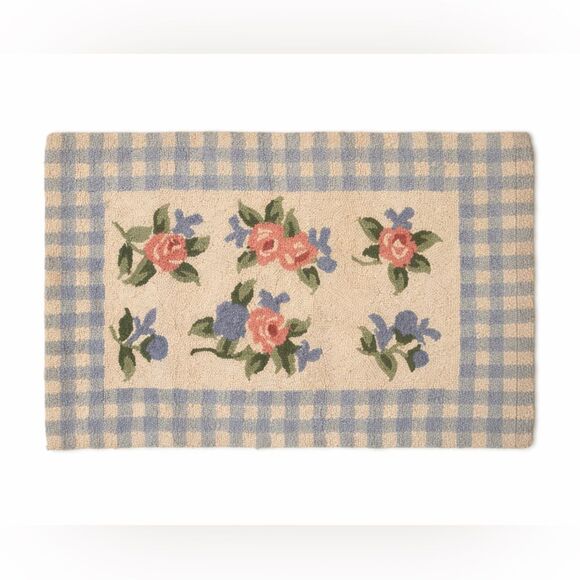 Unbranded Other - Vintage Chinese Hand Hooked Rug | Floral Cottagecore | Dalian China